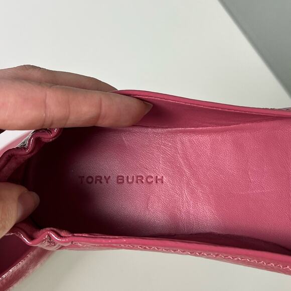 Tory Burch Pink Patent Leather Minnie Travel Ballet Flats Washed Berry 6 - Picture 7 of 9